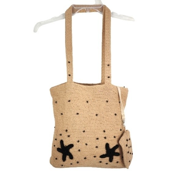 Etienne Aigner Handbags - EA by Etienne Aigner Starfish Sea Life Crocheted Tote Bag- 9x9x7 in.